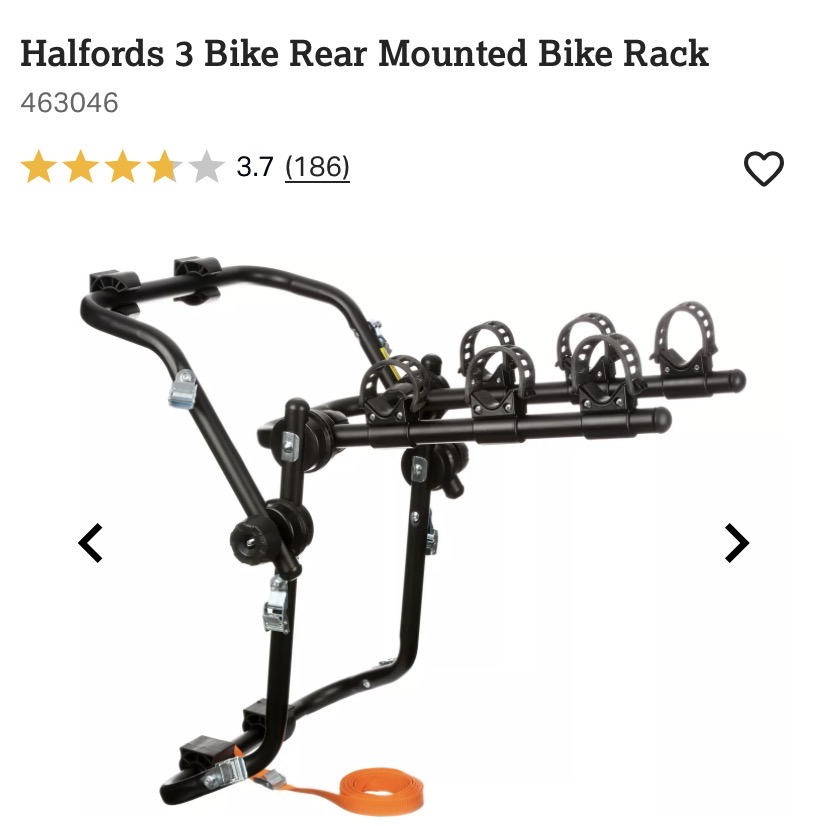 Halfords 3 bike rear mounted bike rack 